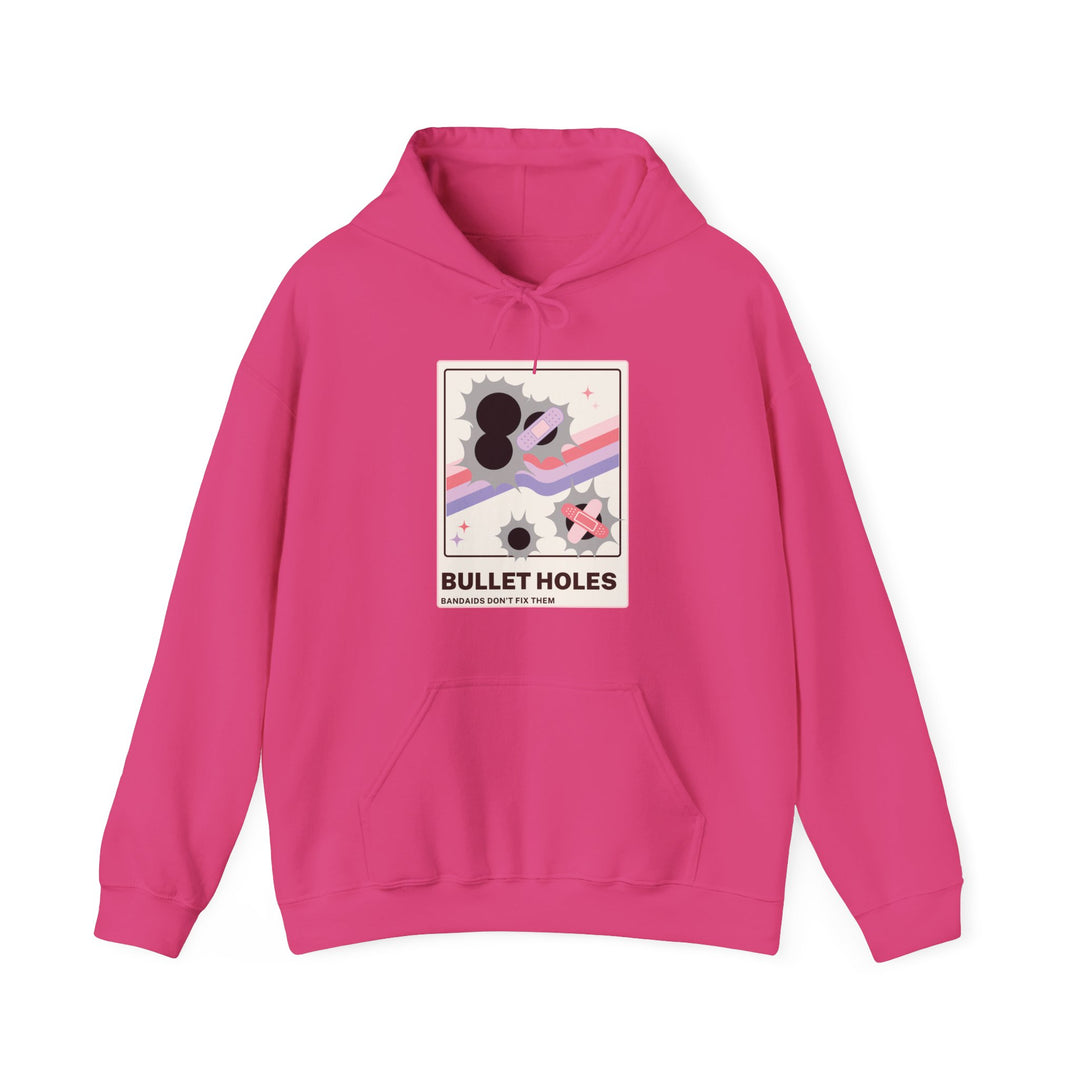 “Bullet Holes – Bandaids Don’t Fix Them” Unisex Heavy Blend™ Hooded Sweatshirt