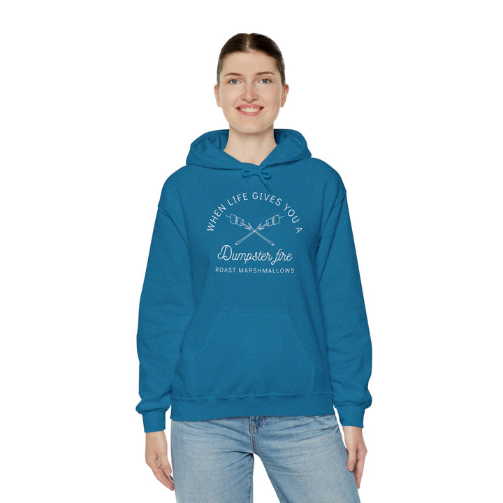 "When Life Gives You a Dumpster Fire, Roast Marshmallows" Unisex Heavy Blend™ Hooded Sweatshirt