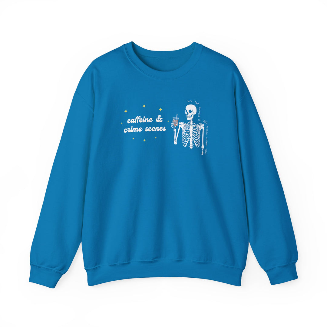 Skeleton "Caffeine and Crime Scenes" Unisex Heavy Blend™ Crewneck Sweatshirt