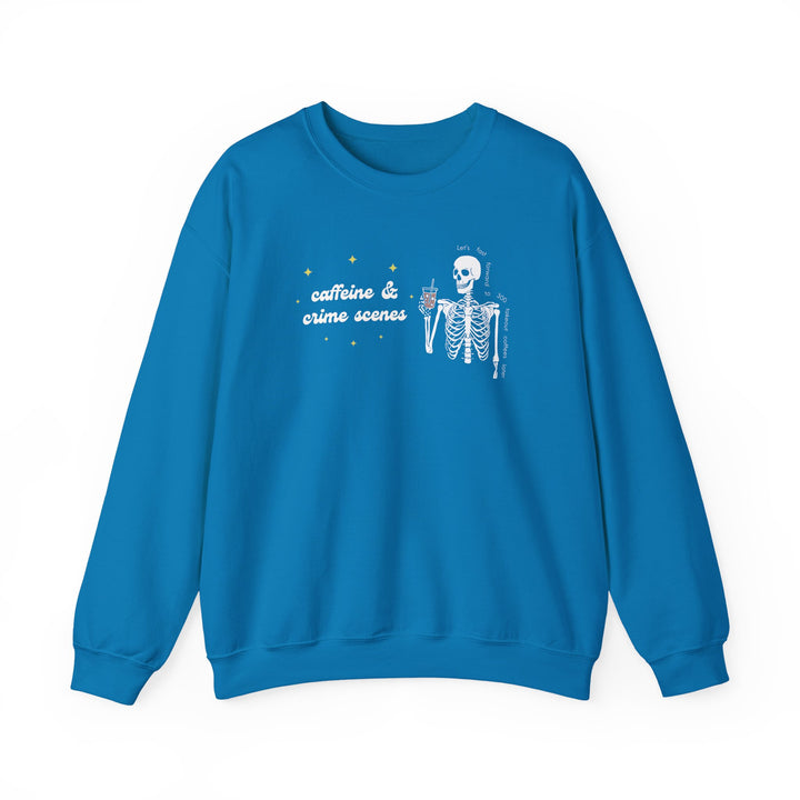 Skeleton "Caffeine and Crime Scenes" Unisex Heavy Blend™ Crewneck Sweatshirt