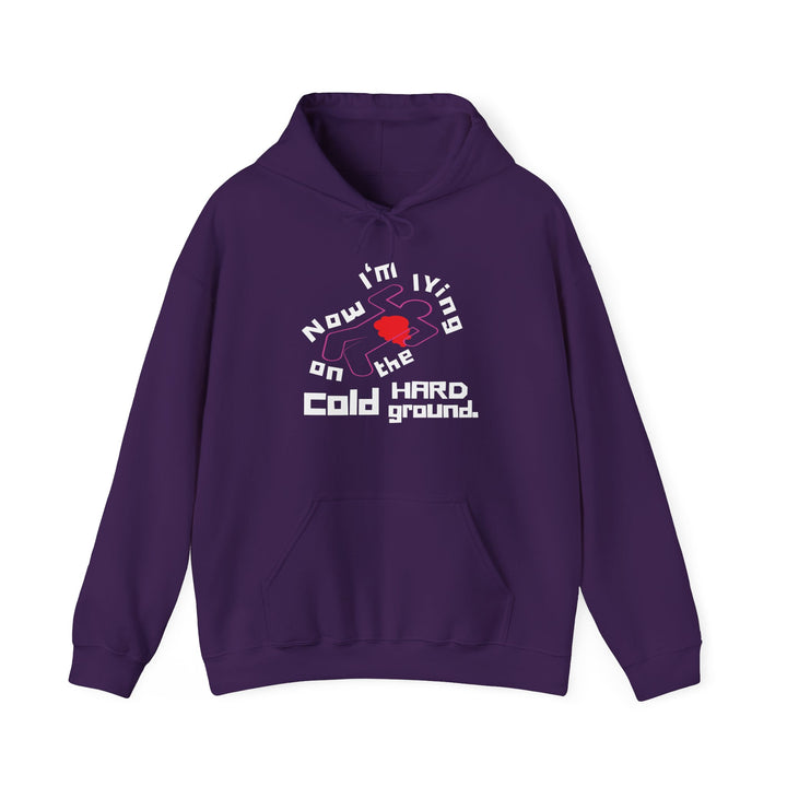 Chalk Outline “Lying on the Cold Hard Ground” Unisex Heavy Blend™ Hooded Sweatshirt