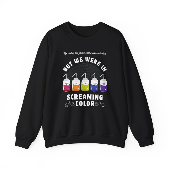 "Screaming Color" Forensic Latent Processing Reagents Unisex Heavy Blend™ Crewneck Sweatshirt