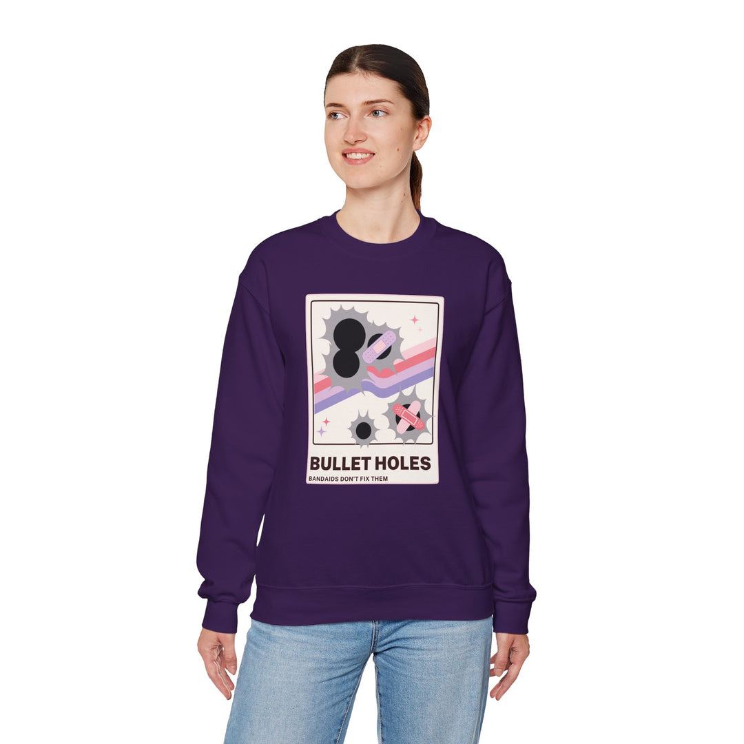 “Bullet Holes – Bandaids Don’t Fix Them” Unisex Heavy Blend™ Crewneck Sweatshirt