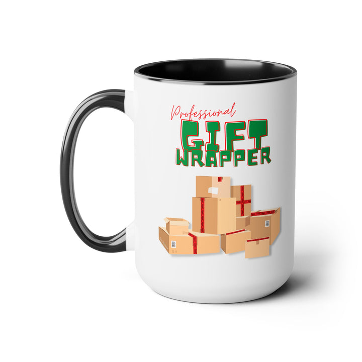 "Professional Gift Wrapper" Two-Tone Coffee Mug, 15oz