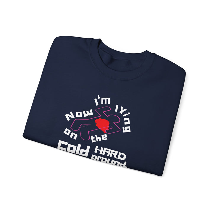 Chalk Outline “Lying on the Cold Hard Ground” Unisex Heavy Blend™ Crewneck Sweatshirt