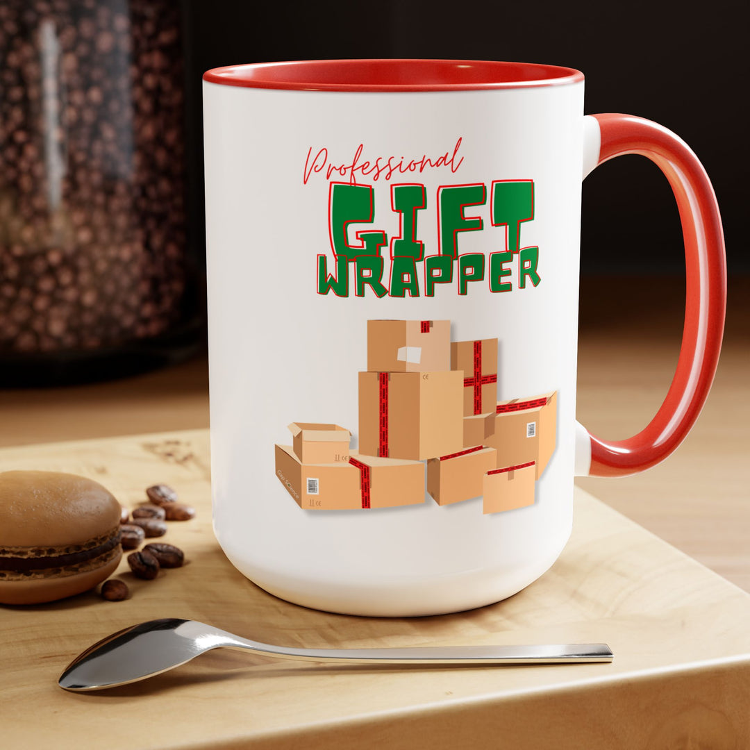 "Professional Gift Wrapper" Two-Tone Coffee Mug, 15oz