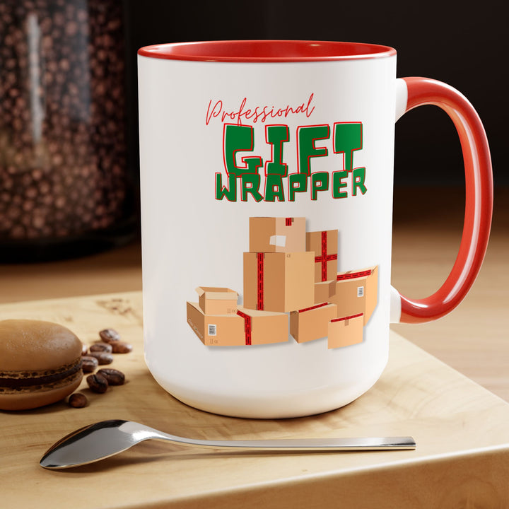 "Professional Gift Wrapper" Two-Tone Coffee Mug, 15oz