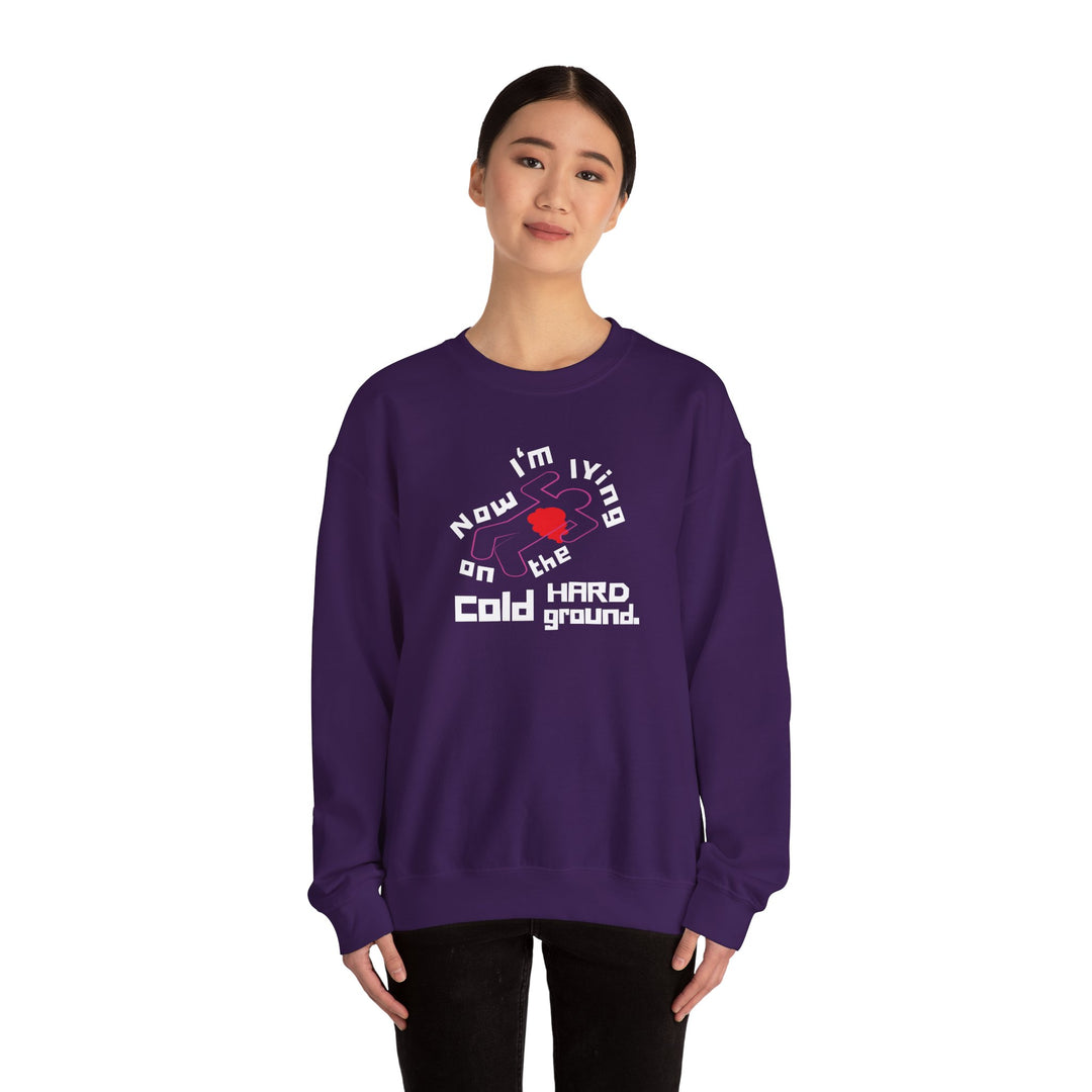 Chalk Outline “Lying on the Cold Hard Ground” Unisex Heavy Blend™ Crewneck Sweatshirt
