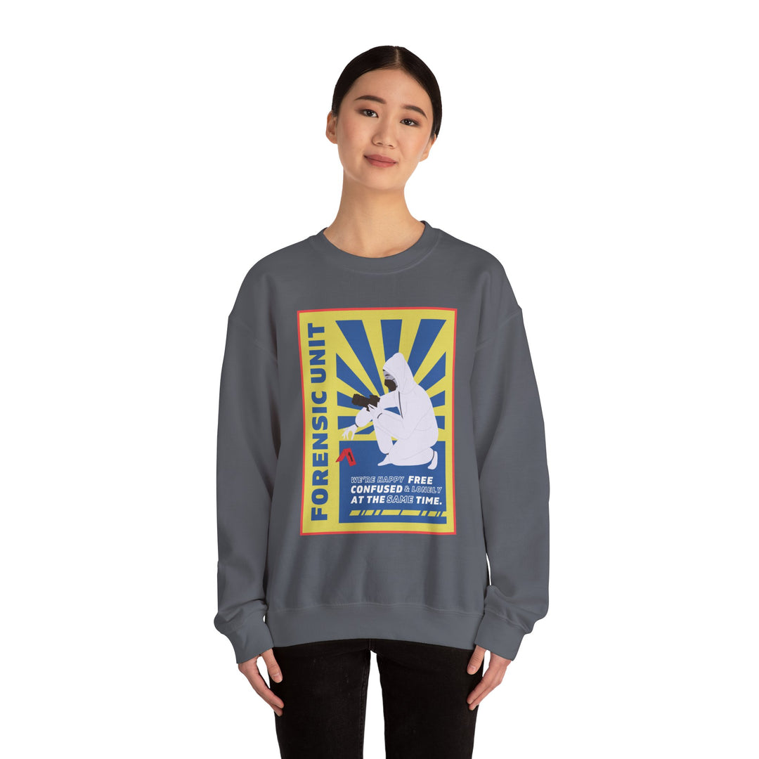 Forensic Unit "We're Happy..." Unisex Heavy Blend™ Crewneck Sweatshirt
