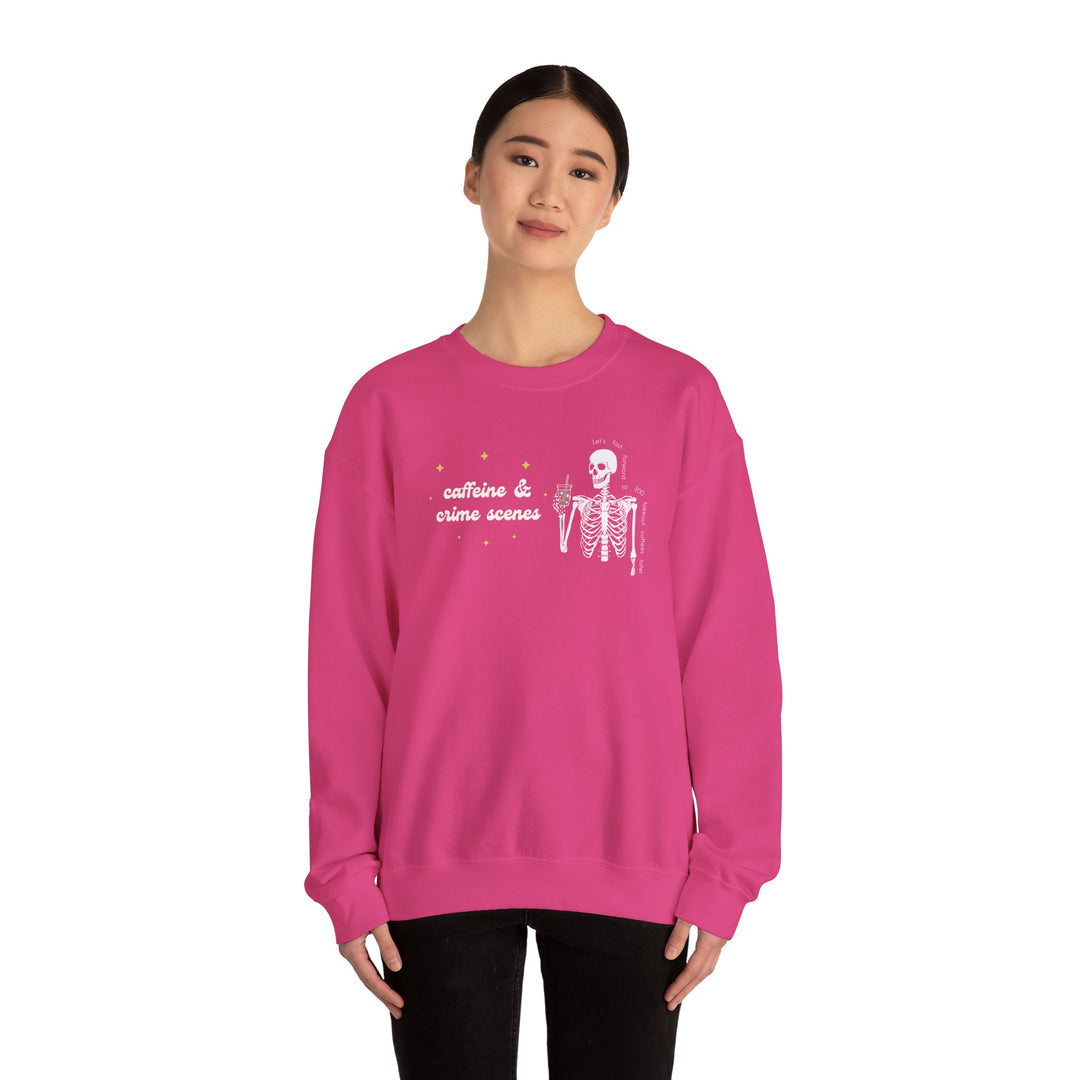 Skeleton "Caffeine and Crime Scenes" Unisex Heavy Blend™ Crewneck Sweatshirt
