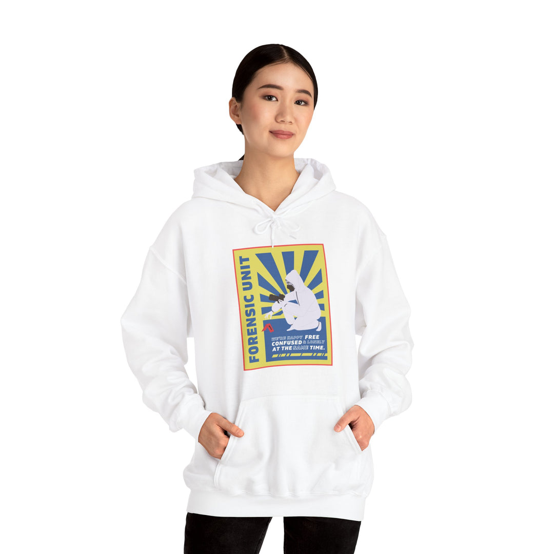 Forensic Unit "We're Happy..." Unisex Heavy Blend™ Hooded Sweatshirt