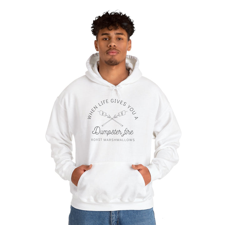 "When Life Gives You a Dumpster Fire, Roast Marshmallows" Unisex Heavy Blend™ Hooded Sweatshirt
