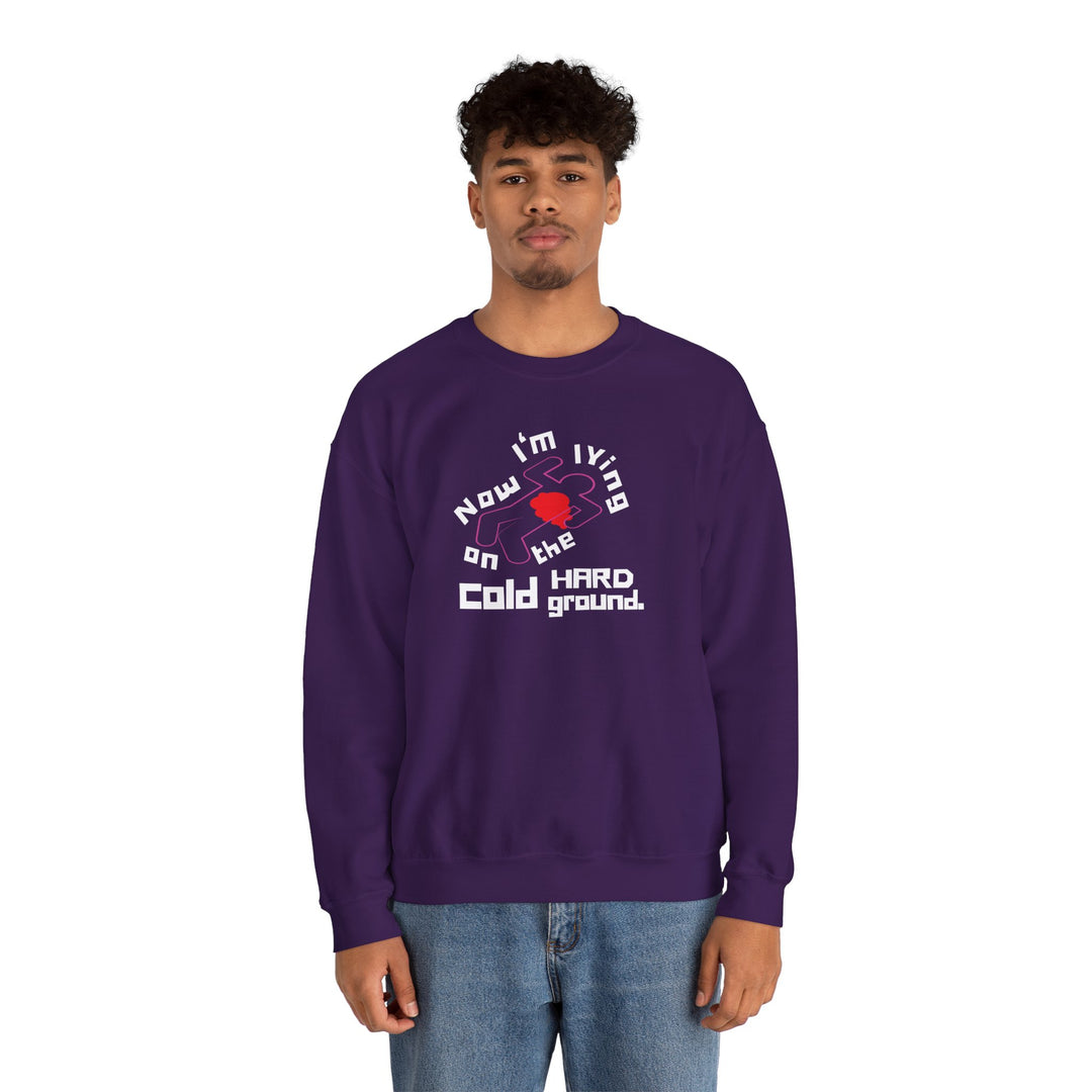Chalk Outline “Lying on the Cold Hard Ground” Unisex Heavy Blend™ Crewneck Sweatshirt