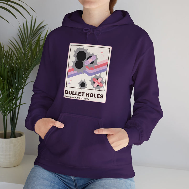 “Bullet Holes – Bandaids Don’t Fix Them” Unisex Heavy Blend™ Hooded Sweatshirt