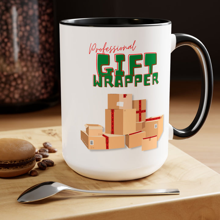 "Professional Gift Wrapper" Two-Tone Coffee Mug, 15oz