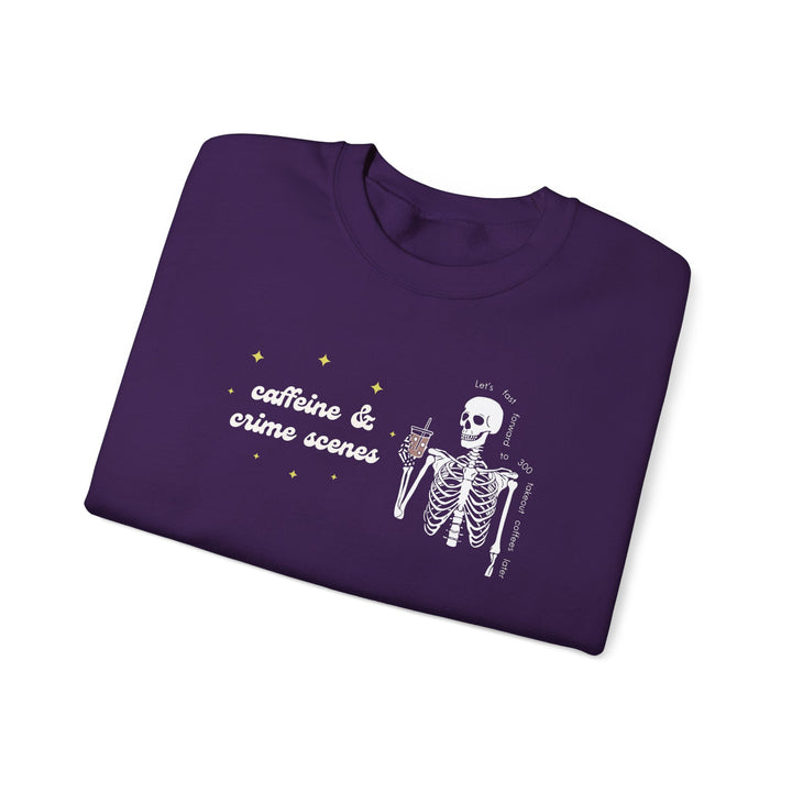 Skeleton "Caffeine and Crime Scenes" Unisex Heavy Blend™ Crewneck Sweatshirt