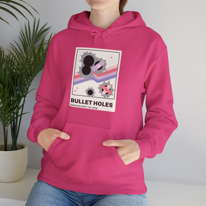 “Bullet Holes – Bandaids Don’t Fix Them” Unisex Heavy Blend™ Hooded Sweatshirt