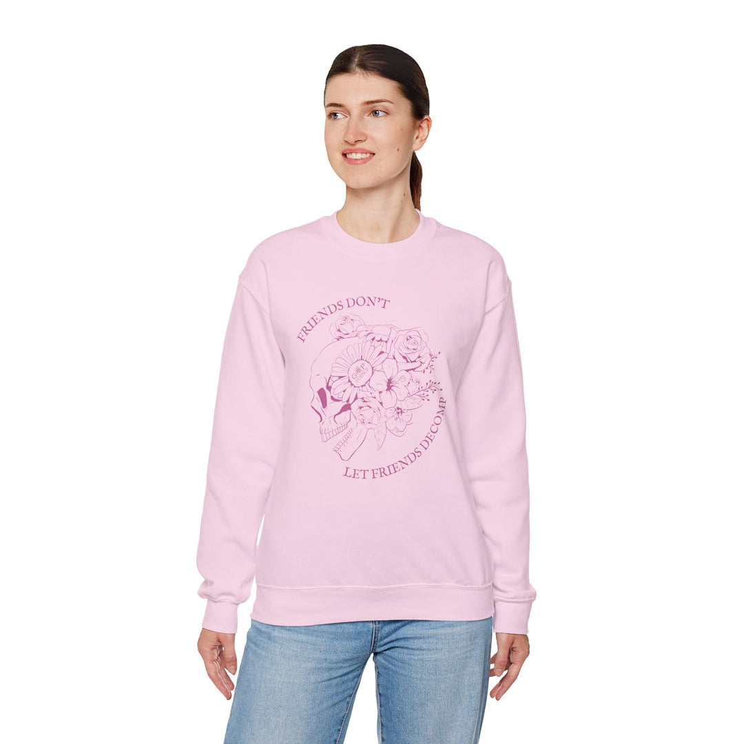 "Friends Don't Let Friends Decomp" Side Skull Unisex Heavy Blend™ Crewneck Sweatshirt