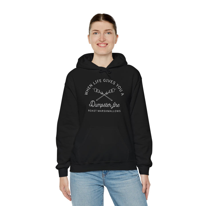 "When Life Gives You a Dumpster Fire, Roast Marshmallows" Unisex Heavy Blend™ Hooded Sweatshirt