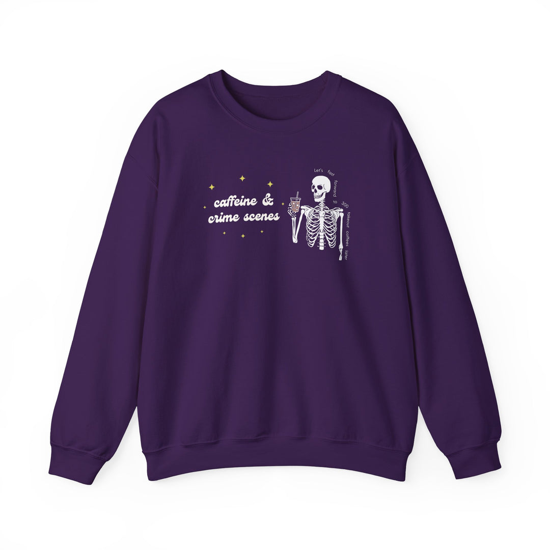 Skeleton "Caffeine and Crime Scenes" Unisex Heavy Blend™ Crewneck Sweatshirt