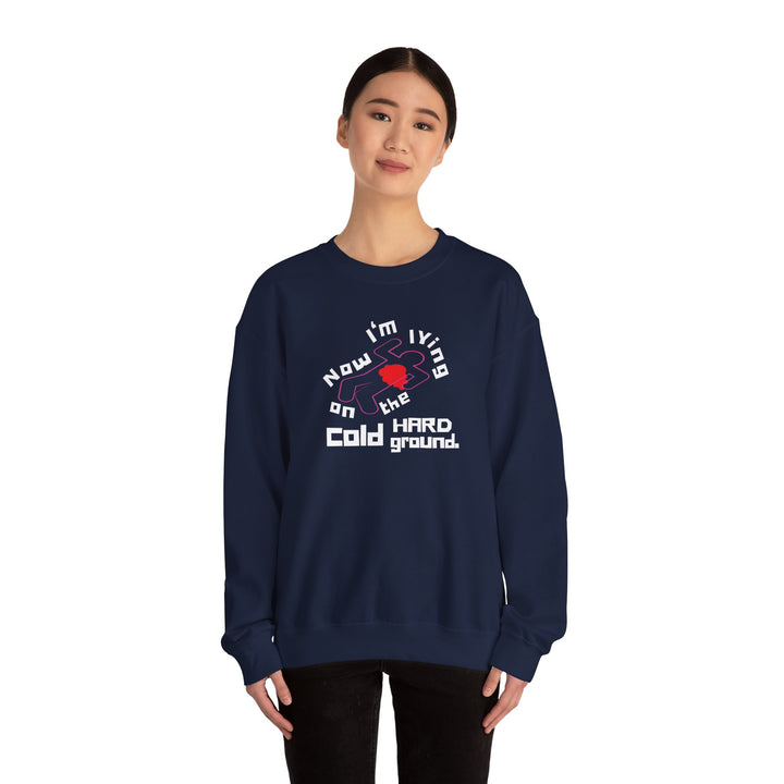 Chalk Outline “Lying on the Cold Hard Ground” Unisex Heavy Blend™ Crewneck Sweatshirt