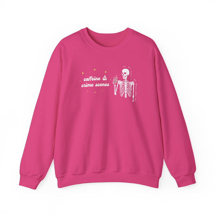 Skeleton "Caffeine and Crime Scenes" Unisex Heavy Blend™ Crewneck Sweatshirt