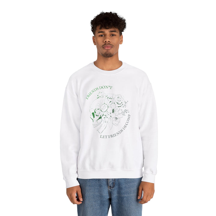 "Friends Don't Let Friends Decomp" Side Skull Unisex Heavy Blend™ Crewneck Sweatshirt