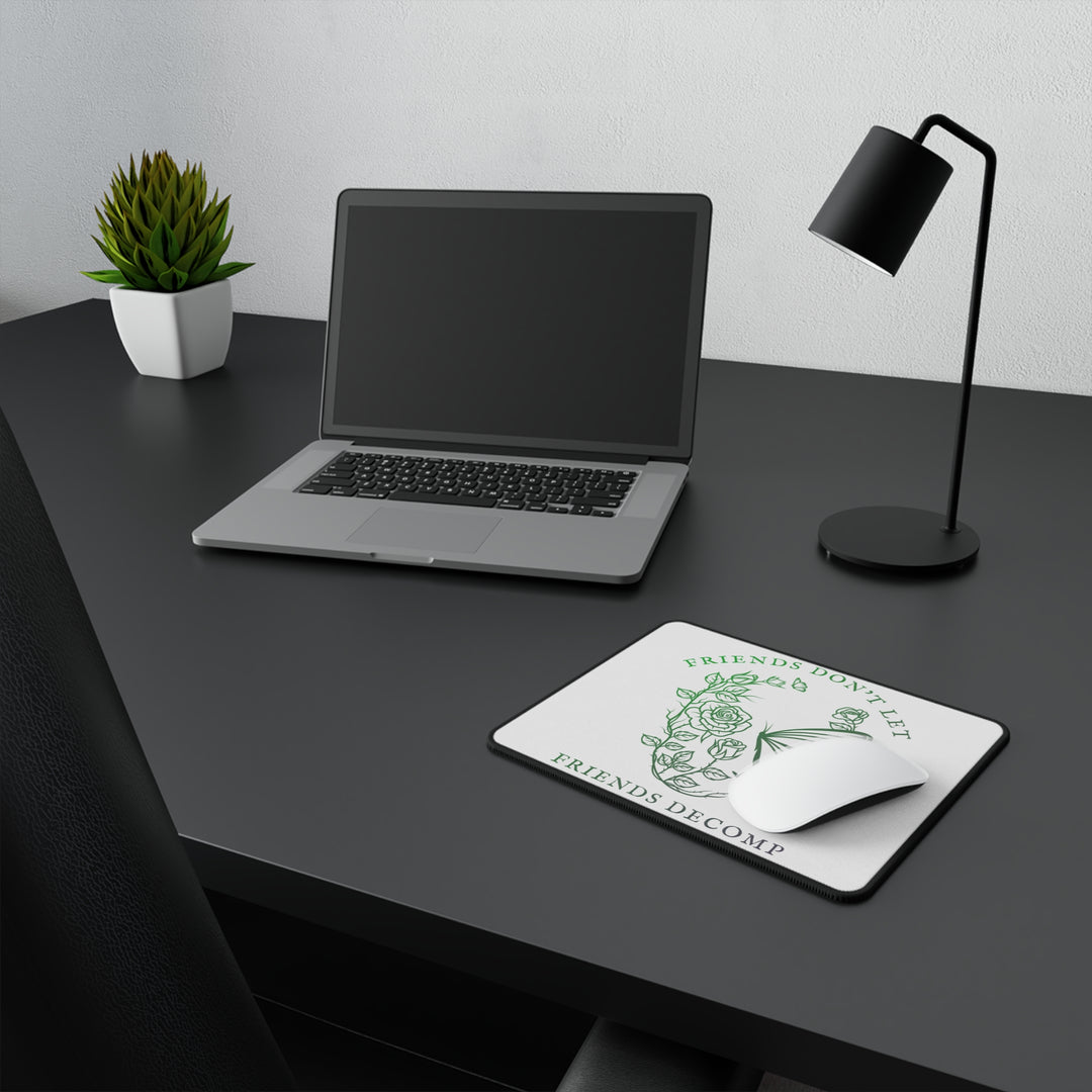 "Friends Don't Let Friends Decomp" Skull White Non-Slip Mouse Pad