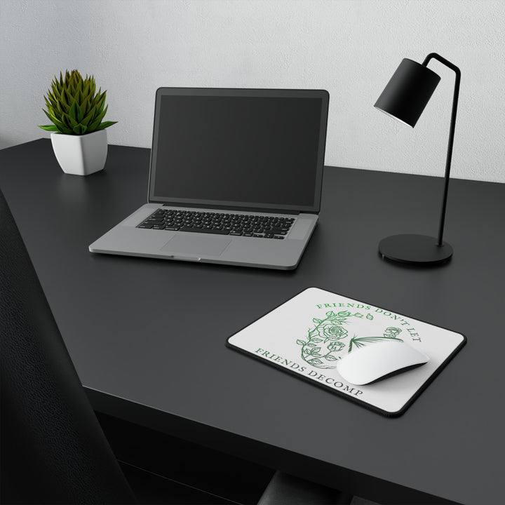 "Friends Don't Let Friends Decomp" Skull White Non-Slip Mouse Pad