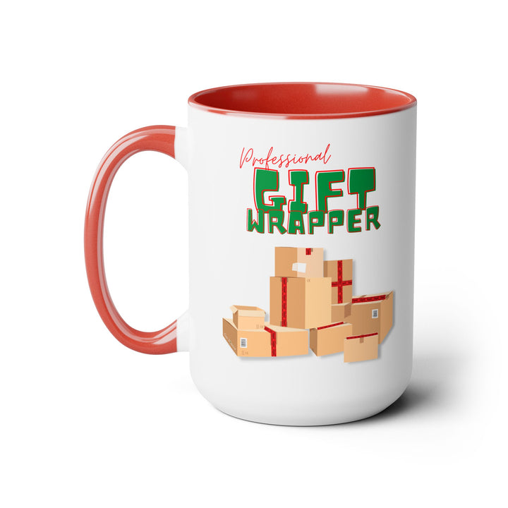 "Professional Gift Wrapper" Two-Tone Coffee Mug, 15oz
