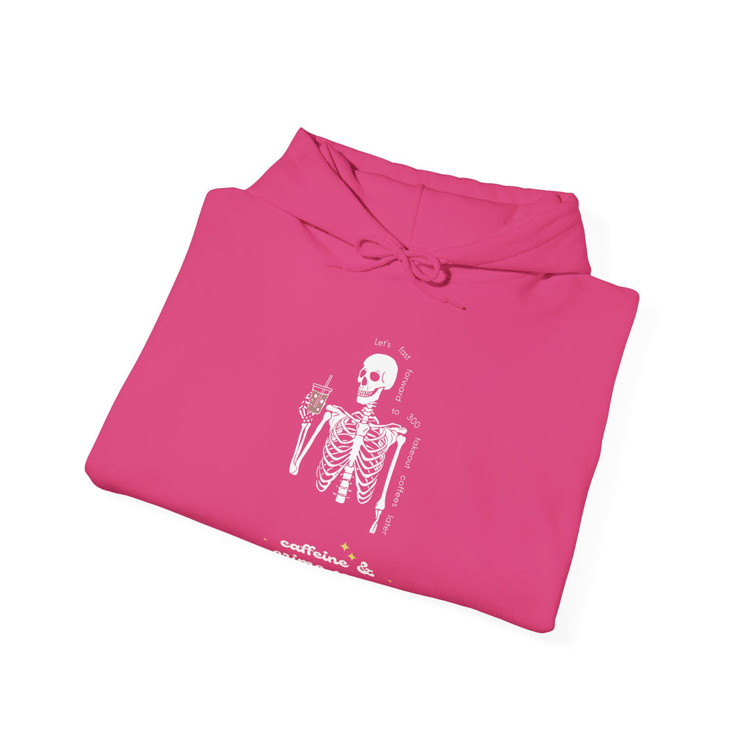 Skeleton "Caffeine and Crime Scenes" Unisex Heavy Blend™ Hooded Sweatshirt
