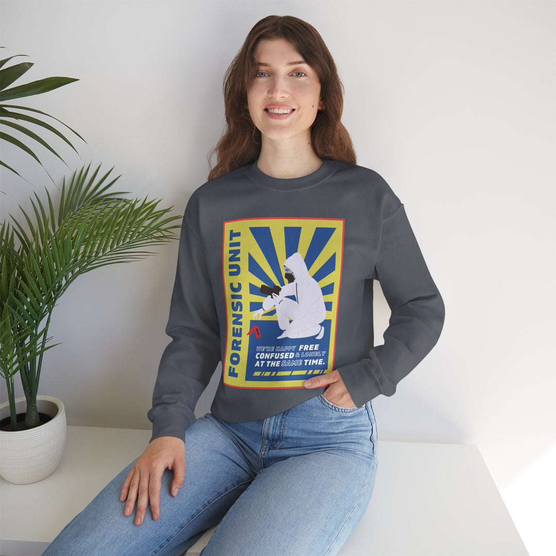 Forensic Unit "We're Happy..." Unisex Heavy Blend™ Crewneck Sweatshirt