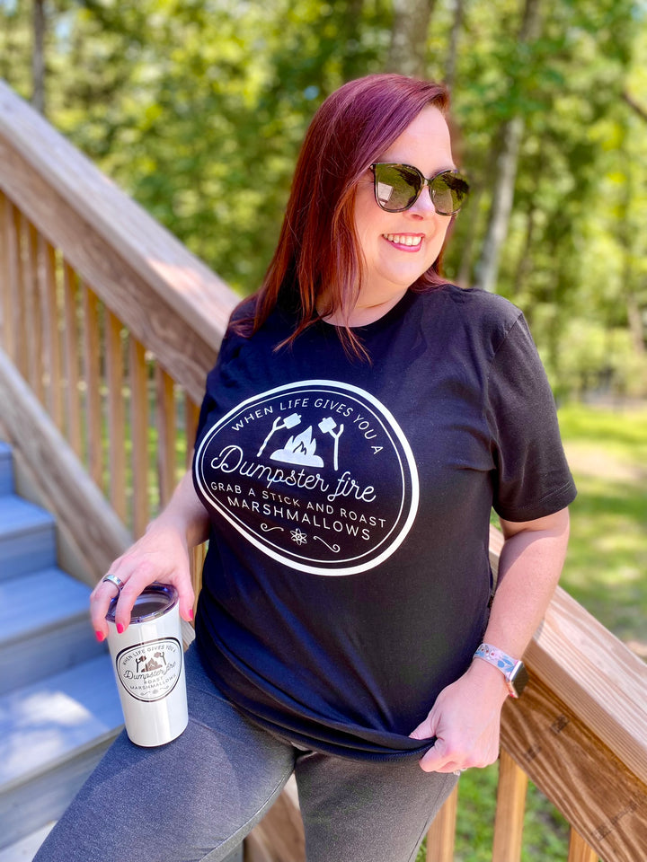 "When Life Gives You a Dumpster Fire, Roast Marshmallows" Unisex Jersey Short Sleeve Cotton Tee