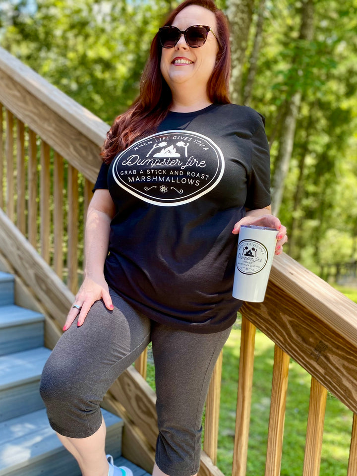 "When Life Gives You a Dumpster Fire, Roast Marshmallows" Unisex Jersey Short Sleeve Cotton Tee