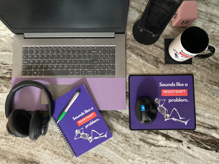"Sounds Like a NIGHTSHIFT Problem" Spiral Notebook - Ruled Line (Purple)
