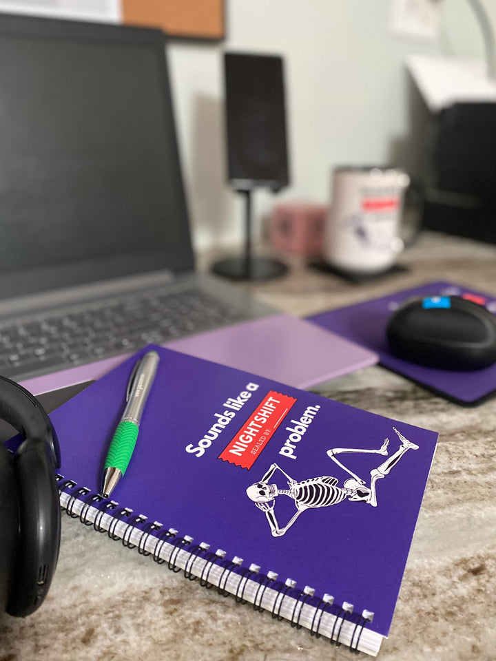 "Sounds Like a NIGHTSHIFT Problem" Spiral Notebook - Ruled Line (Purple)