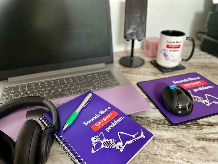 "Sounds Like a DAYSHIFT Problem" Spiral Notebook - Ruled Line (Purple)