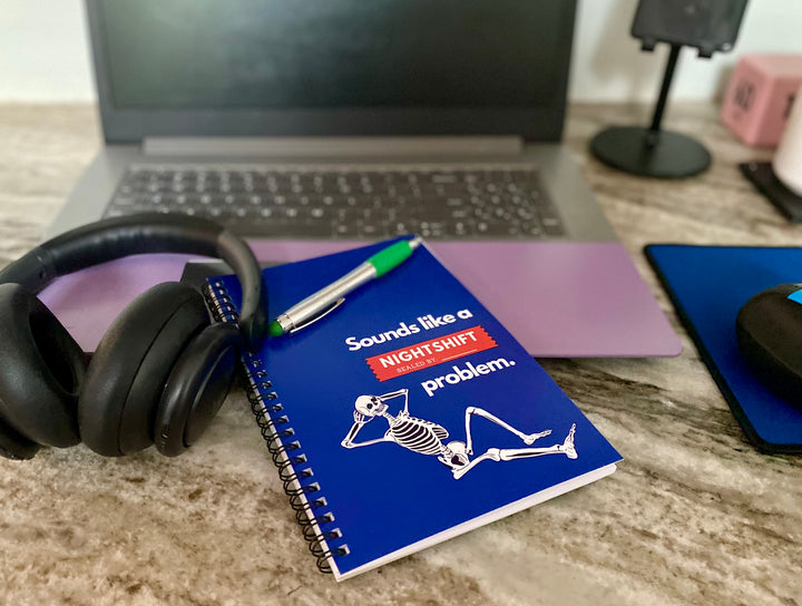 "Sounds Like a NIGHTSHIFT Problem" Spiral Notebook - Ruled Line (Blue)