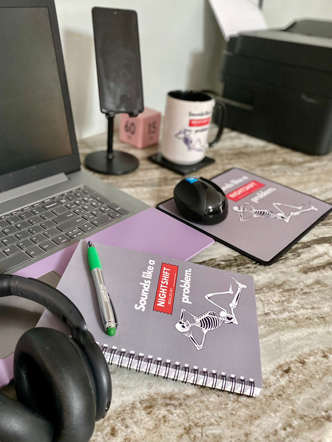 "Sounds Like a NIGHTSHIFT Problem" Spiral Notebook - Ruled Line (Grey)
