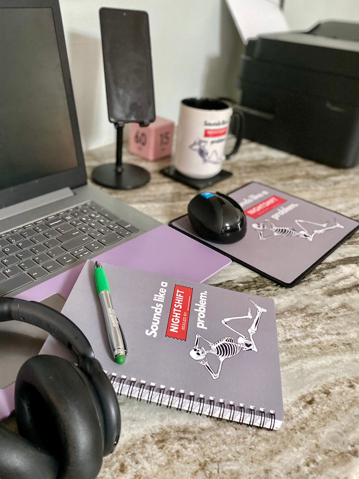 "Sounds Like a NIGHTSHIFT Problem" Spiral Notebook - Ruled Line (Grey)