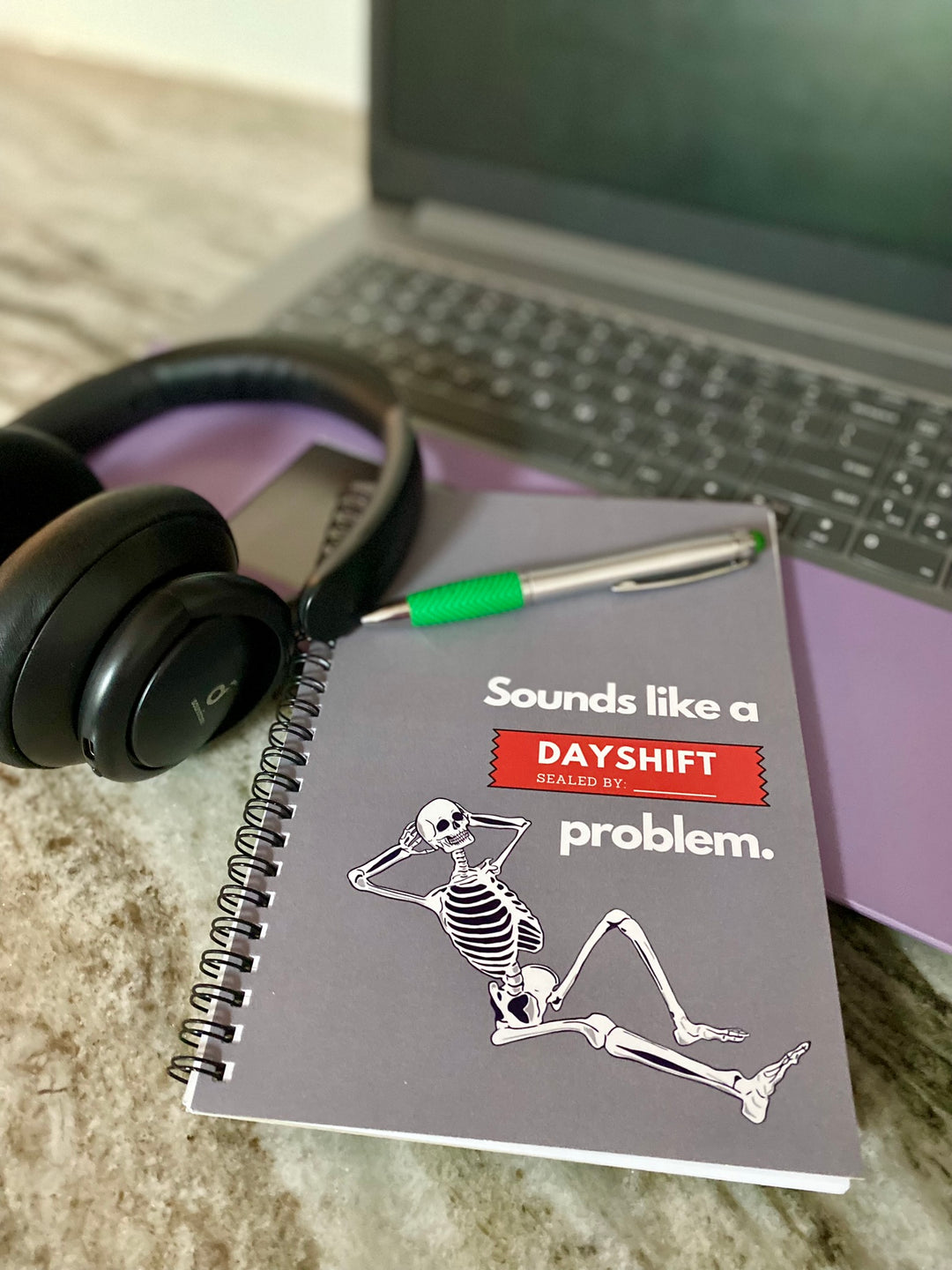 "Sounds Like a DAYSHIFT Problem" Spiral Notebook - Ruled Line (Grey)