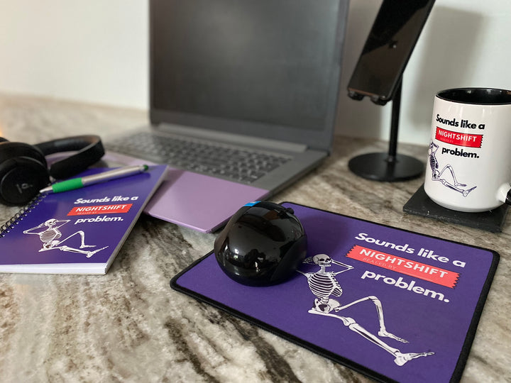 "Sounds Like a NIGHTSHIFT Problem" Non-Slip Mouse Pad (Purple)