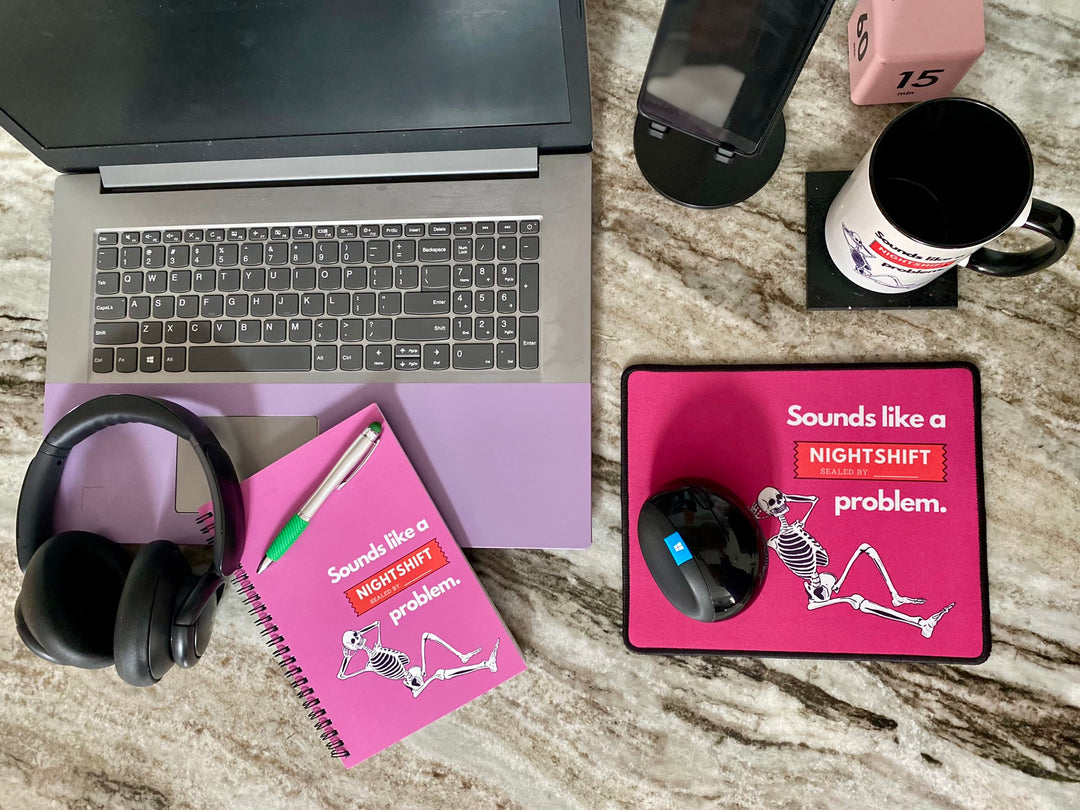 "Sounds Like a NIGHTSHIFT Problem" Non-Slip Mouse Pad (Pink)