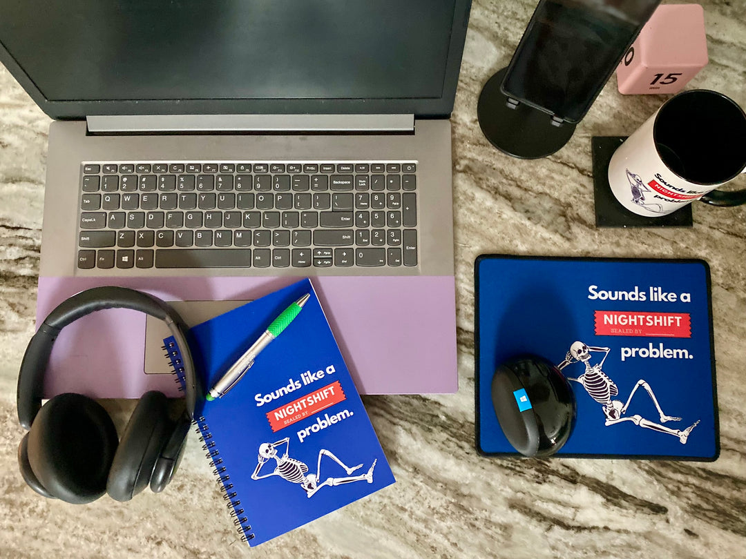 "Sounds Like a NIGHTSHIFT Problem" Non-Slip Mouse Pad (Blue)