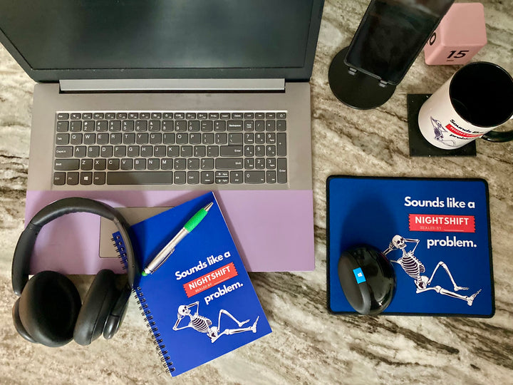"Sounds Like a NIGHTSHIFT Problem" Non-Slip Mouse Pad (Blue)