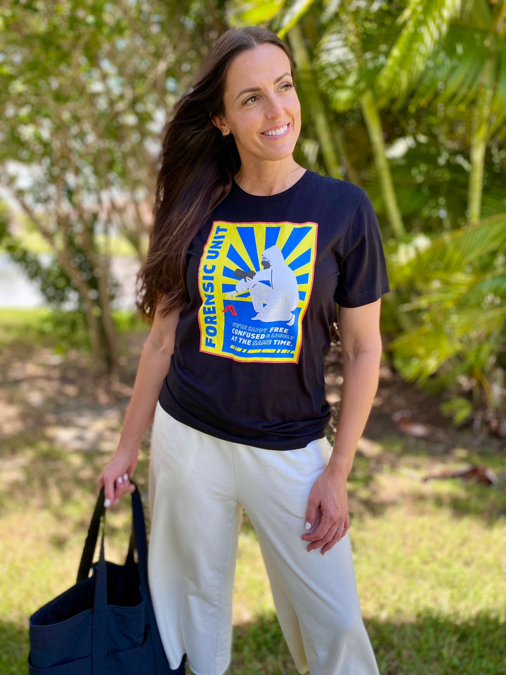 Forensic Unit "We're Happy..." Unisex Jersey Short Sleeve Tee