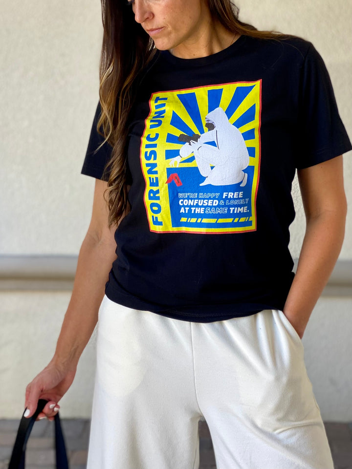 Forensic Unit "We're Happy..." Unisex Jersey Short Sleeve Tee