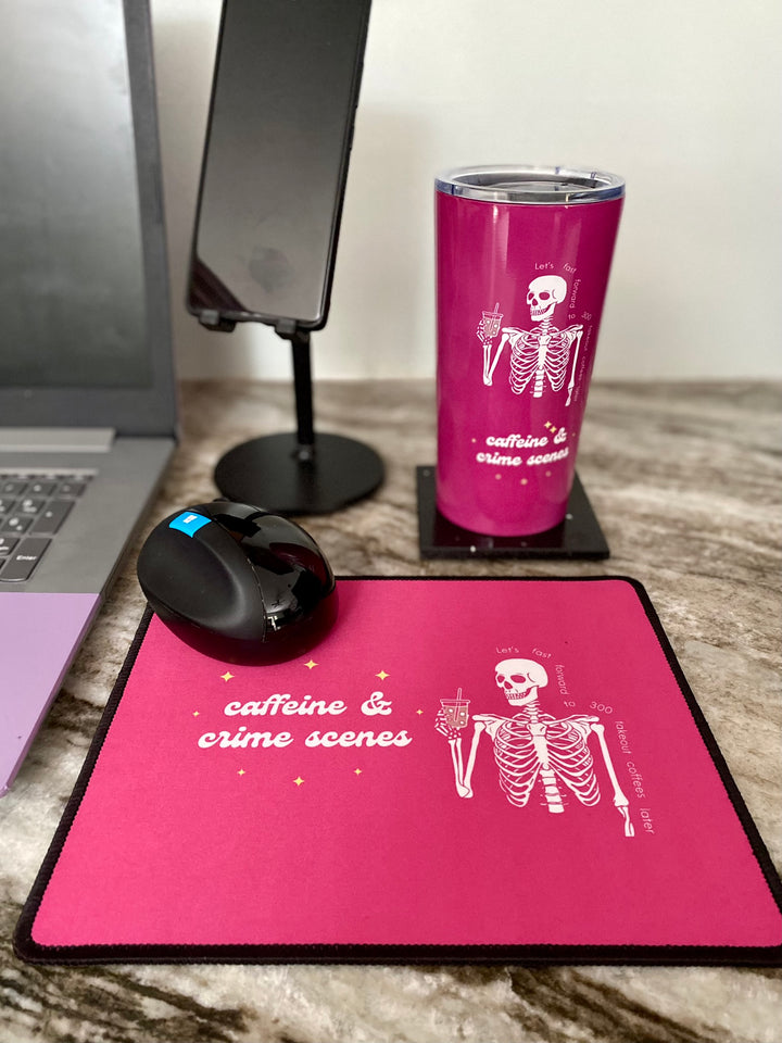 Skeleton "Caffeine and Crime Scenes" Tumbler 20oz