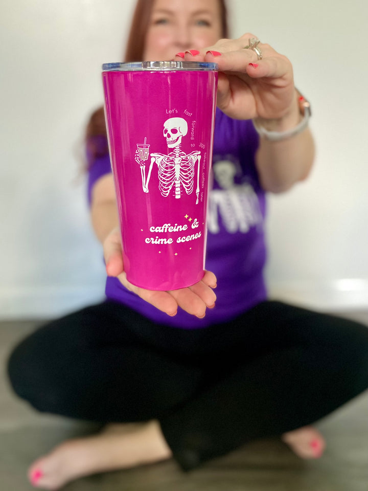Skeleton "Caffeine and Crime Scenes" Tumbler 20oz