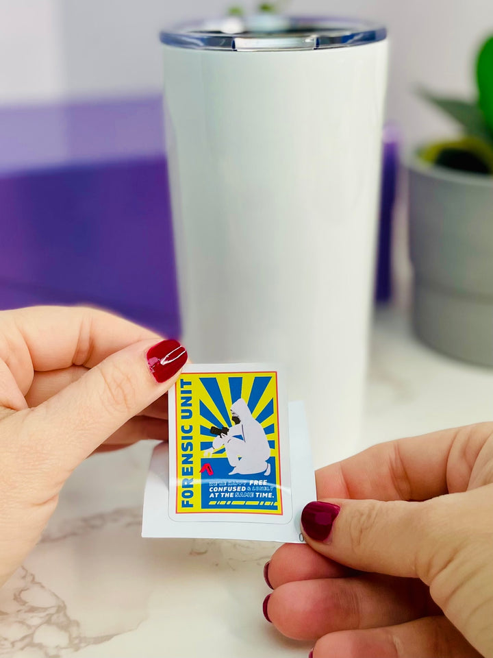 Forensic Unit "We're Happy..." Vinyl Adhesive Sticker